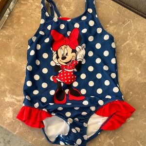 Disney Minnie Mouse Blue and Red One Piece Swimsuit
